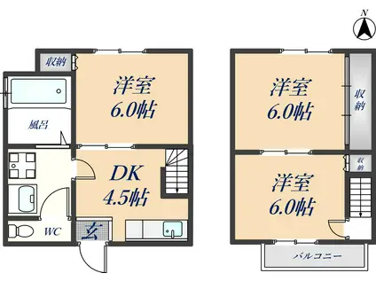 フォレストシティ石切37(3DK/1階)の間取り写真