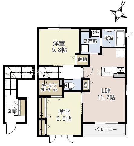 コ・レーダ(2LDK/2階)の間取り写真