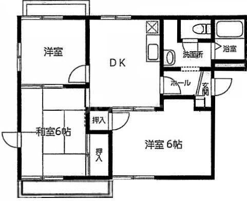 ドエルエスポアールA(3DK/2階)の間取り写真