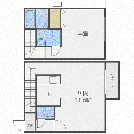 アジュール(1LDK/2階)の間取り写真