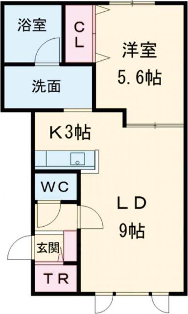 クレア大町A(1LDK/1階)の間取り写真