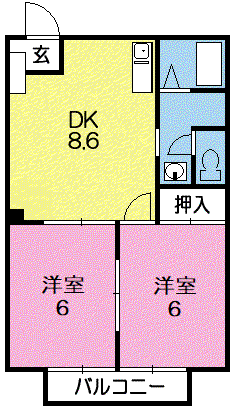 ビューラー山宿(2DK/2階)の間取り写真