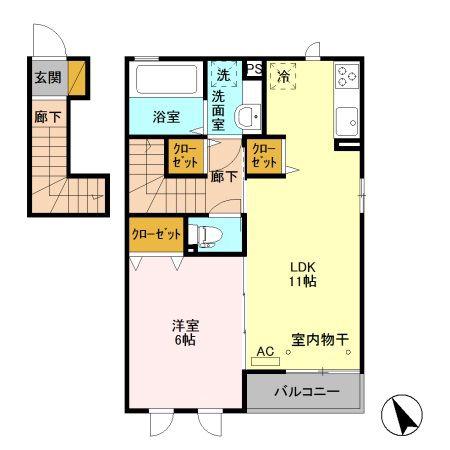 ドゥラメンテ(1LDK/2階)の間取り写真