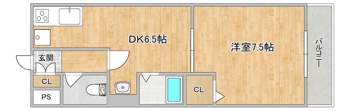アニマート姫島(1DK/2階)の間取り写真