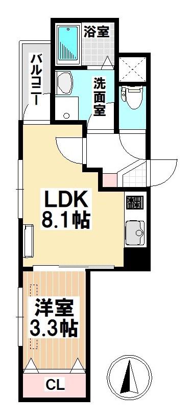 MOVE堀田サウス(1LDK/3階)の間取り写真