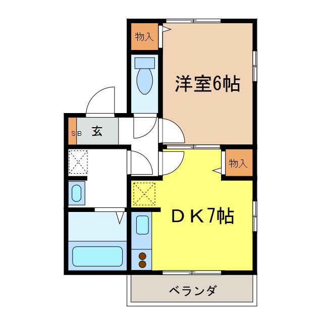 サンヒル高砂(1DK/1階)の間取り写真
