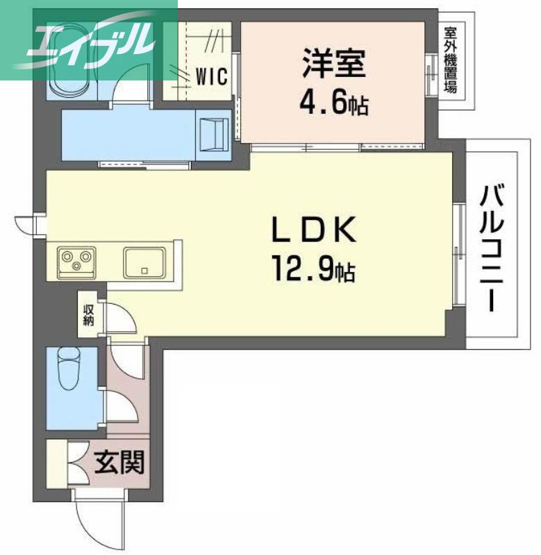 ユーグレイス東島田(1LDK/3階)の間取り写真