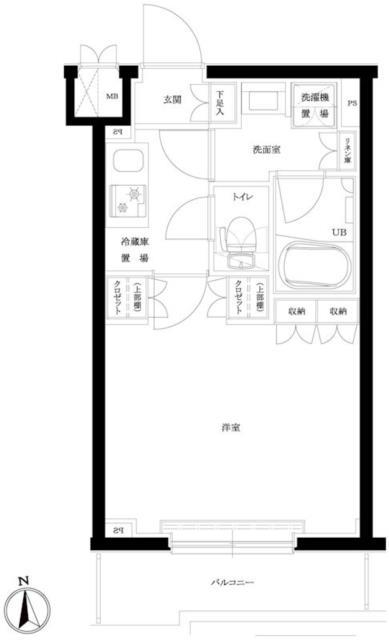 ルーブル川崎宮前平(1K/3階)の間取り写真
