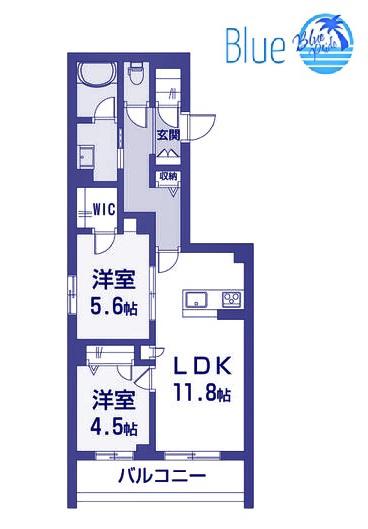 コートブランシュ湘南鵠沼(2LDK/3階)の間取り写真