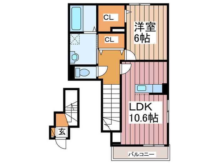 BRISE(1LDK/2階)の間取り写真
