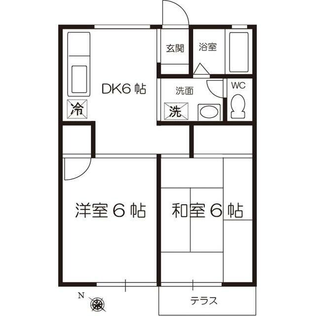 リーベハイツ(2DK/1階)の間取り写真