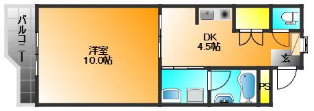 ハイツ櫛原プラスワン(1DK/2階)の間取り写真