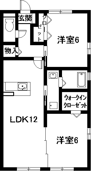 イースト・ウイング極楽(2LDK/1階)の間取り写真
