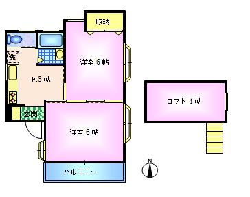 カーサ・OGI(2K/2階)の間取り写真
