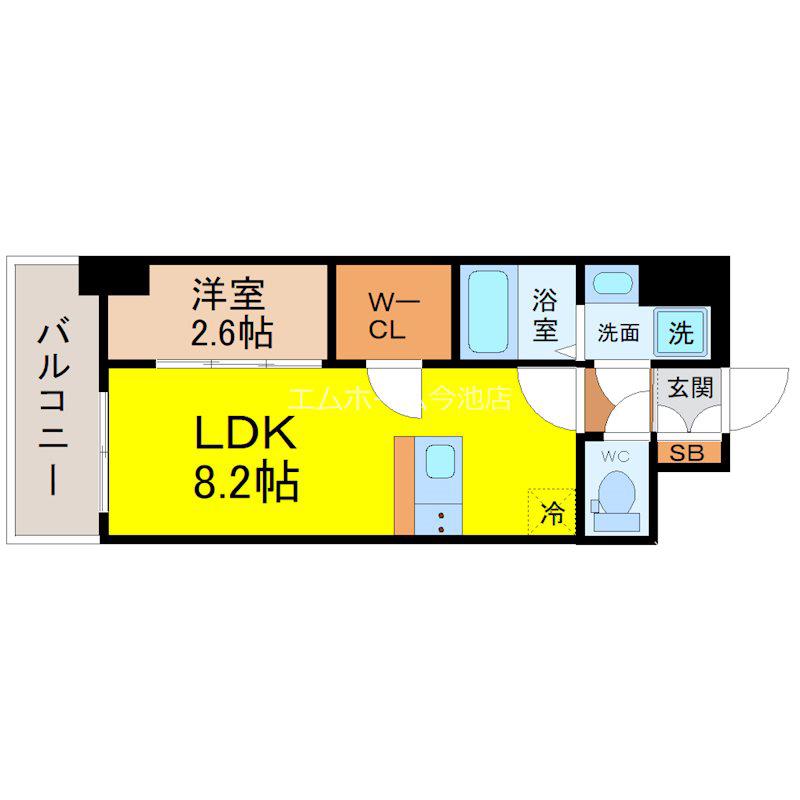 LIVEFLAT千種ウエスト(1LDK/6階)の間取り写真