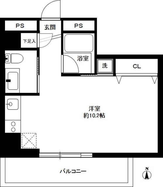 広尾ウエスト(ワンルーム/6階)の間取り写真