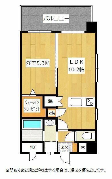 リオグランデ中央(1LDK/3階)の間取り写真
