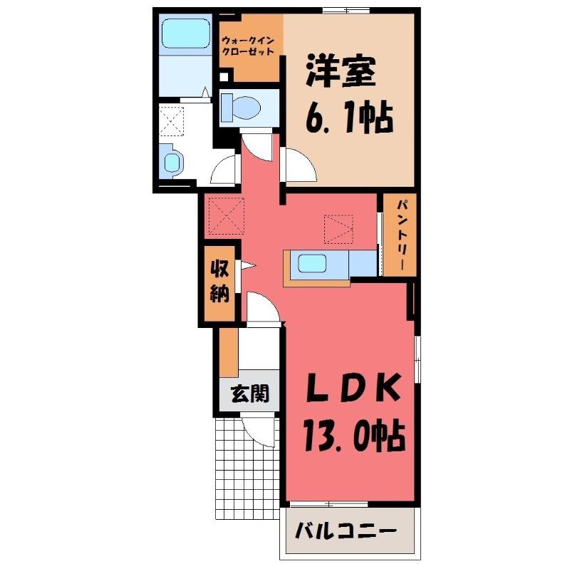 プレッソB(1LDK/1階)の間取り写真