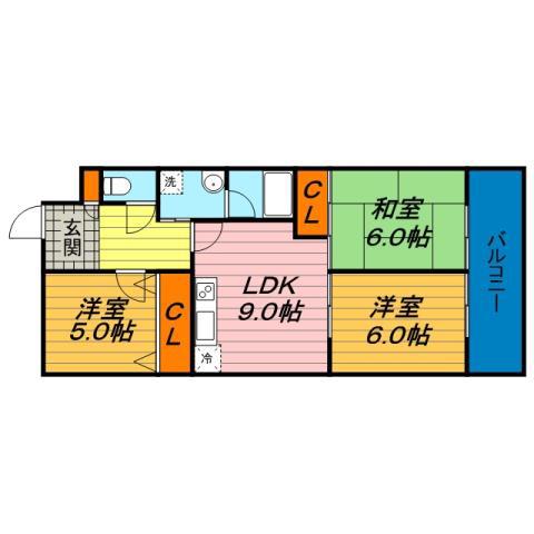 シャトーレイクルイーズ(3LDK/4階)の間取り写真