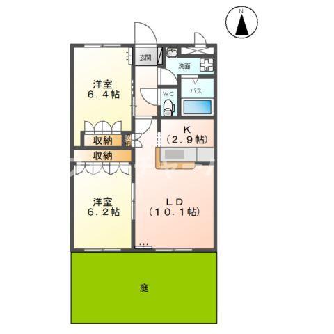 グリーンガーデン(2LDK/1階)の間取り写真