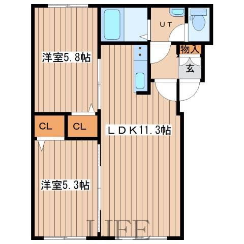 ハイデンス413(2LDK/1階)の間取り写真