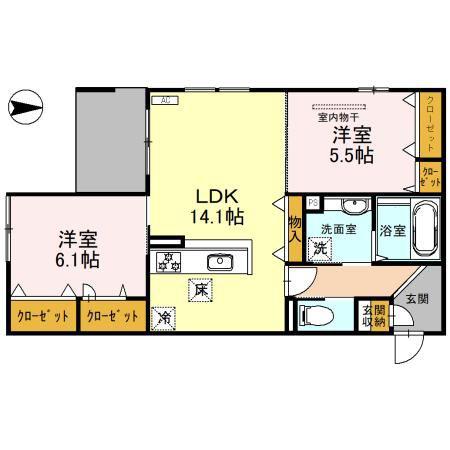 REPOS(2LDK/2階)の間取り写真