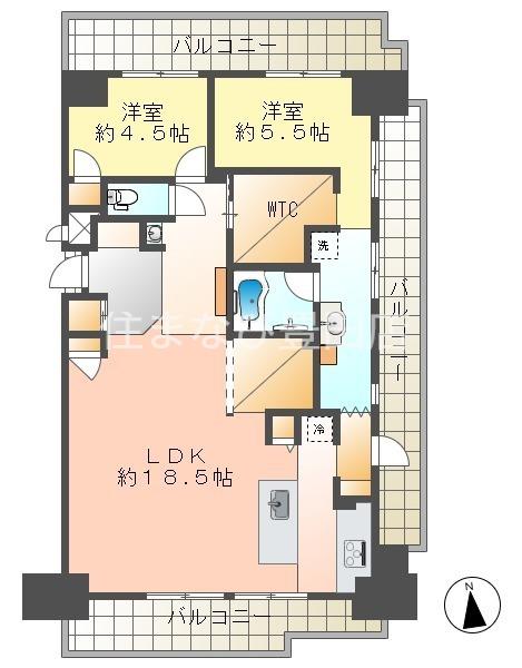 野村三好ヶ丘ヒルズ参番館(2LDK/10階)の間取り写真