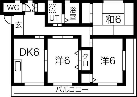 フレア栗田(3DK/4階)の間取り写真
