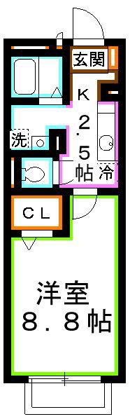 KEENA ノース(1K/1階)の間取り写真