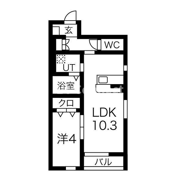 ノワール・エ・ブラン(1LDK/1階)の間取り写真