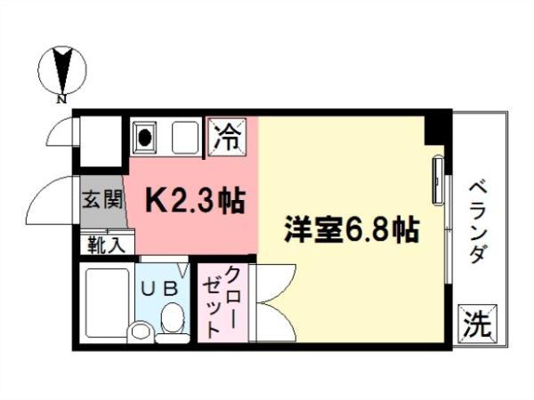 シャレードマルシン(1K/3階)の間取り写真