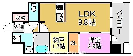 EST ONE HIGASHIOSAKAII(1SLDK/11階)の間取り写真