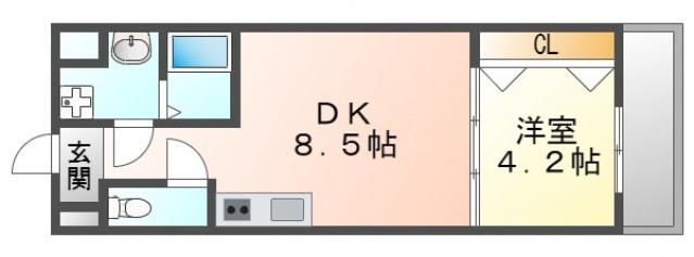 ライブガーデン江坂(1DK/10階)の間取り写真