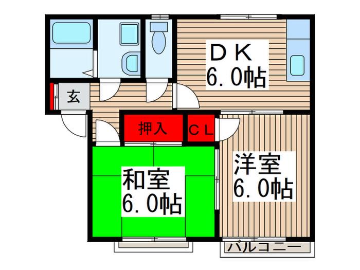 パストラル八潮(2DK/1階)の間取り写真
