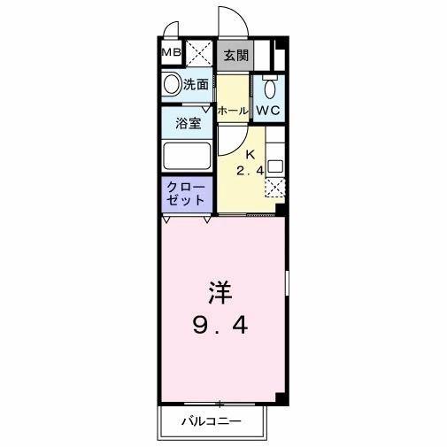 カレント上吉田IA(1K/1階)の間取り写真
