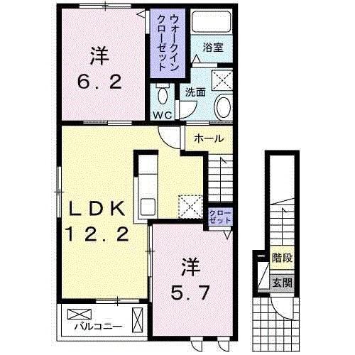 フォルトゥーナ II(2LDK/2階)の間取り写真
