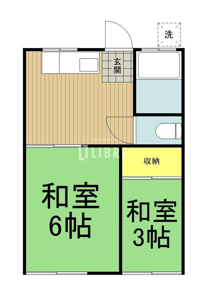 谷荘(2K/1階)の間取り写真