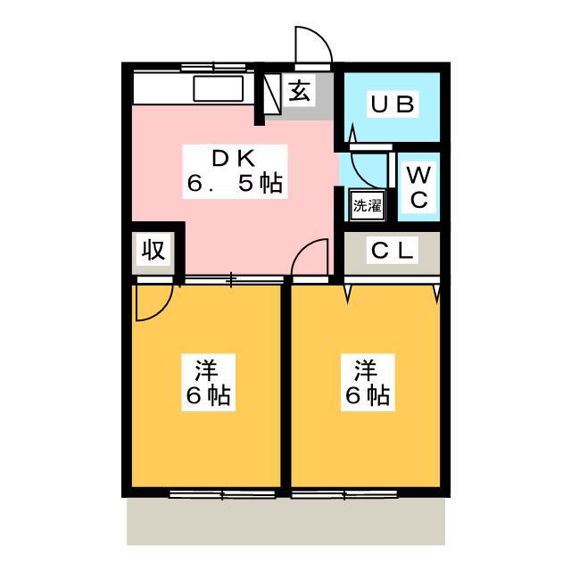 コーポ下田B(2DK/1階)の間取り写真