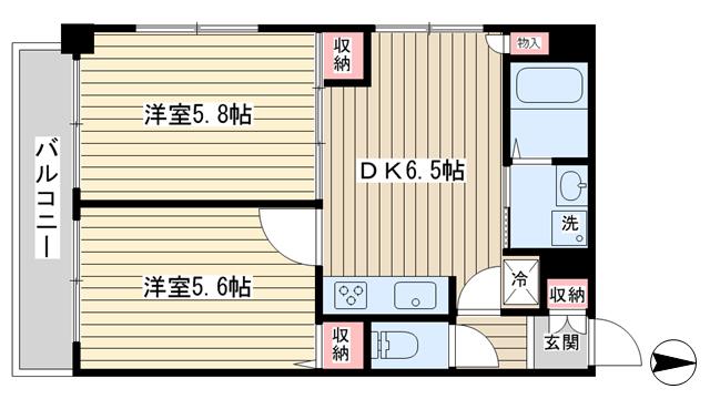 メルシー小山台(2DK/4階)の間取り写真