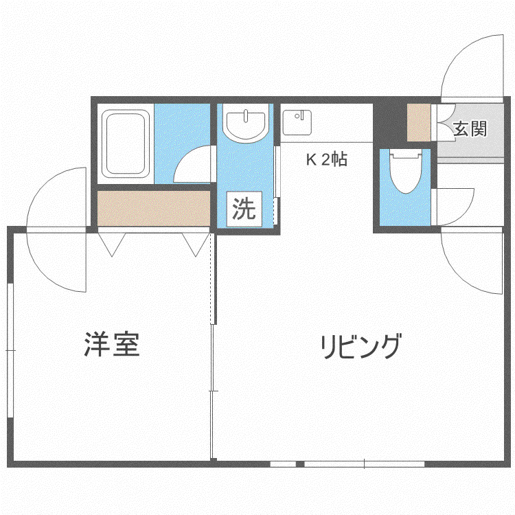 コスモ麻生(1LDK/4階)の間取り写真