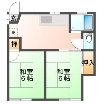 アパルマン勝口(2K/2階)の間取り写真