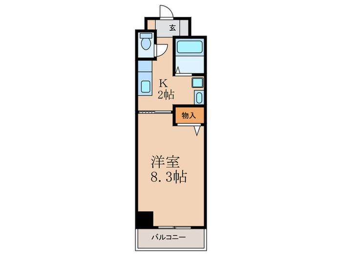 グラニーレ聚楽(1K/2階)の間取り写真