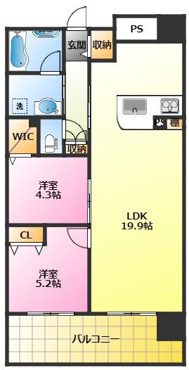 ニューガイア川崎NO.70(2LDK/2階)の間取り写真