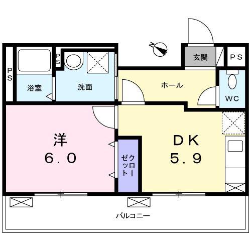 エレガンス新横浜(1DK/1階)の間取り写真