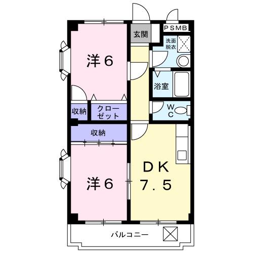 コートヴィレッジ21(2DK/2階)の間取り写真