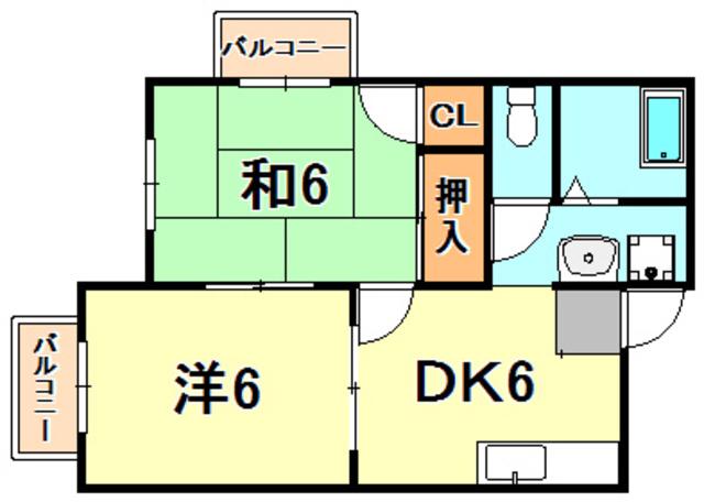 ヴェッセル須磨A(2DK/1階)の間取り写真