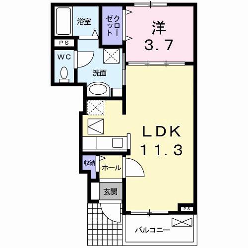 アザレア(1LDK/1階)の間取り写真
