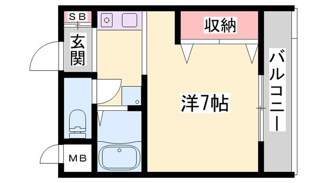 ジュネス新在家(ワンルーム/2階)の間取り写真