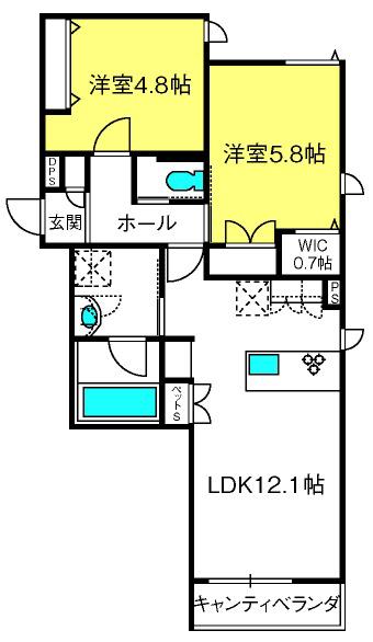 Nシャルマン(2LDK/2階)の間取り写真