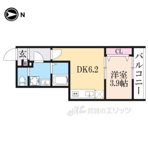 ARCA桂川(1DK/2階)の間取り写真